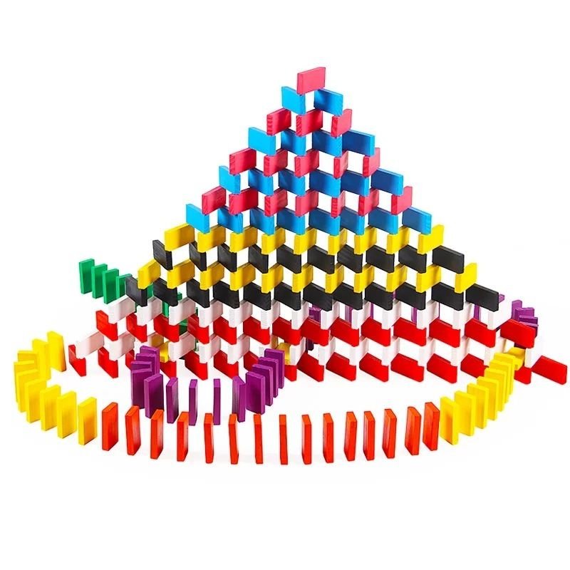120pcs Children Wooden Rainbow Domino Blocks Set Toy Kid Early Learning Creative Wooden Blocks Educational Toy