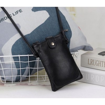 Women Fashion Solid Color Genuine Leather Mini Crossbody Bag