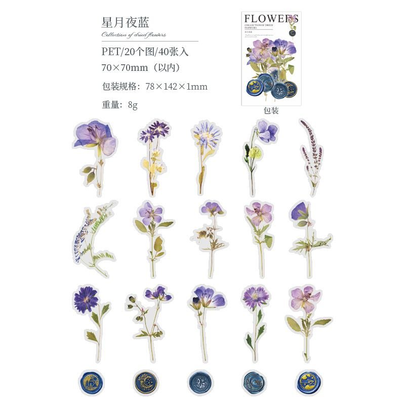 Simple Dried Flower Account Decoration Material Stickers